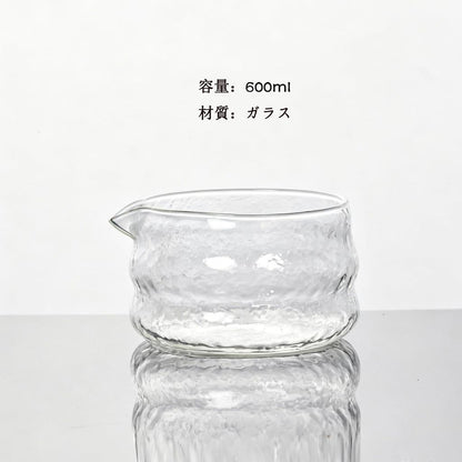 MiniMood Glass Matcha Bowl 13cm 600ml Clear Japanese Tea Ceremony Traditional Cloud Design Gift