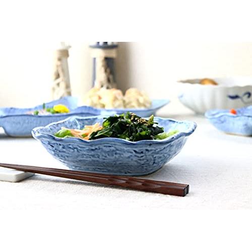 Cerapockke Seto-Yaki 18cm Blue Ceramic Salad Serving Bowl - Japanese Made Versatile Tableware