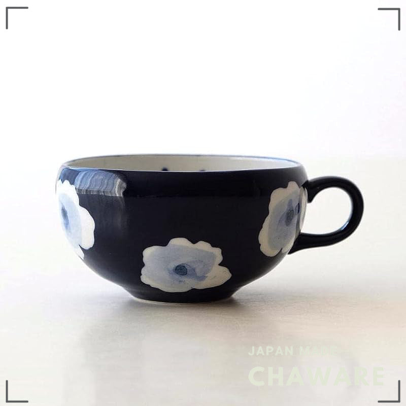 RURI Indigo Floral Seto-yaki Soup Cup - Made in Japan Ceramic Soup Mug/Bowl, Cute Wa-Modern

(91 characters)