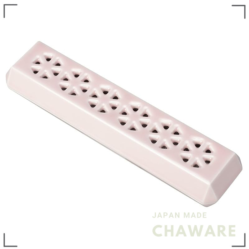Sunmany Arita Porcelain Flat Incense Tray - Made in Japan, Compact Light Pink, Easy-Clean Holder