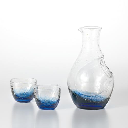 Toyo-Sasaki Glass Yachiyo Kiln Japanese Cold Sake Set G641-M81, Elegant Sakeware Gift