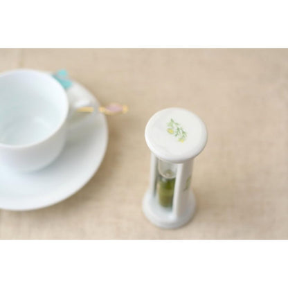 Cerapockke Cute Ceramic 3-Minute Chamomile Hourglass Tea Timer - Seto-Yaki Japan, Floral Gift
