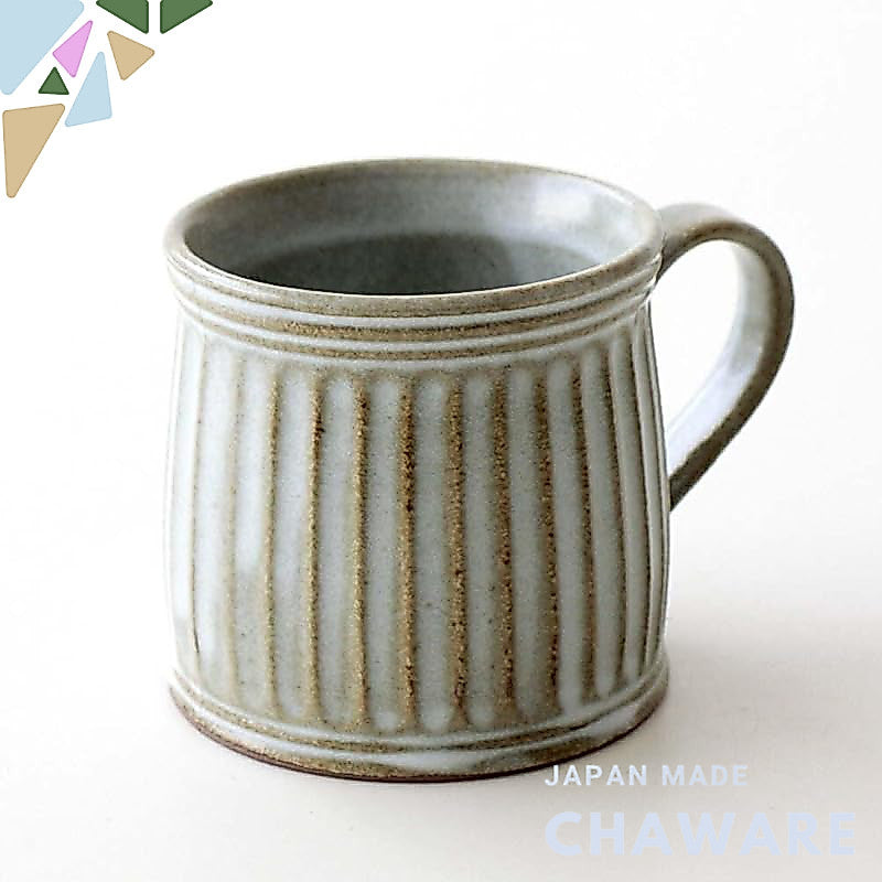 Rococo Seto-Ware Ceramic Coffee Mug 200ml — Japanese-Made Modern Shinogi Ridged Design, Microwave & Dishwasher Safe (11×