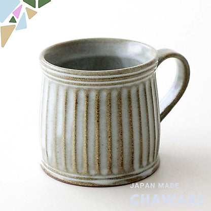 Rococo Seto-Ware Ceramic Coffee Mug 200ml — Japanese-Made Modern Shinogi Ridged Design, Microwave & Dishwasher Safe (11×