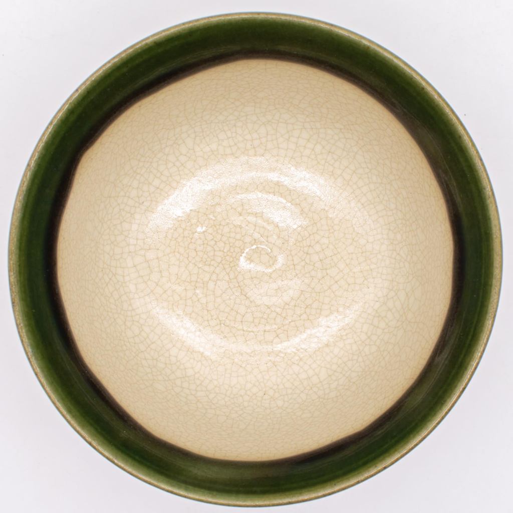 Seto Ware Oribe Bamboo Rice/Tea Bowl 12×6.5cm Green - Microwave & Dishwasher Safe, Made in Japan