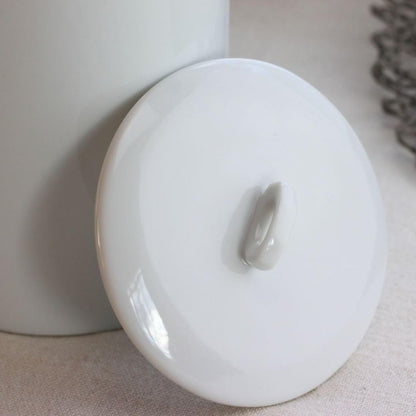 cerapockke Simple Line Sanitary Pail - Japanese Mino/Seto Ceramics Toilet Trash Bin White Gold