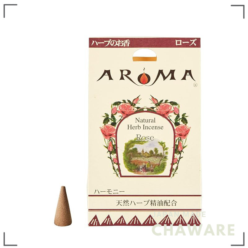 Awaji Island Handmade Herbal Rose Incense Cones 16 pcs 20min Burn Meditation Relax Made in Japan