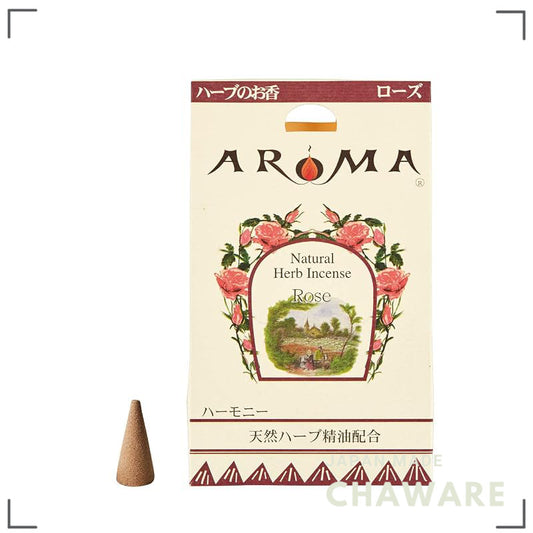 Awaji Island Handmade Herbal Rose Incense Cones 16 pcs 20min Burn Meditation Relax Made in Japan
