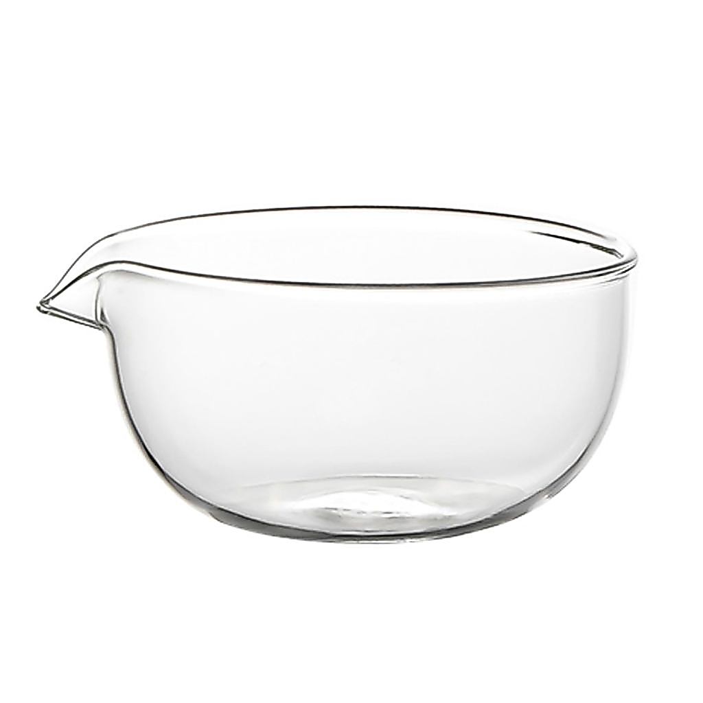 MiniMood Glass Matcha Bowl, 13cm, 500ml Clear Japanese Tea Ceremony Chawan Gift, Plain Design