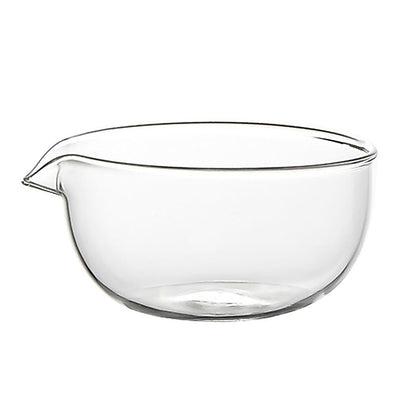 MiniMood Glass Matcha Bowl, 13cm, 500ml Clear Japanese Tea Ceremony Chawan Gift, Plain Design