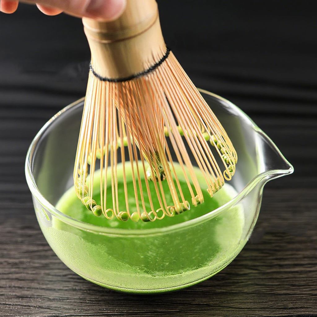 MiniMood Glass Matcha Bowl, 13cm, 500ml Clear Japanese Tea Ceremony Chawan Gift, Plain Design