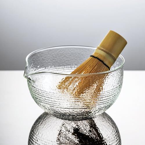 MiniMood Glass Matcha Tea Bowl 13cm 500ml Clear Traditional Japanese Tea Ceremony Gift (Ito)