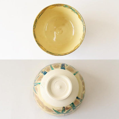 Kyo-yaki Kiyomizu-yaki Matcha Bowl “Gold Leaf Bamboo” Tea Ceremony Bowl with Wooden Box Made in Japan