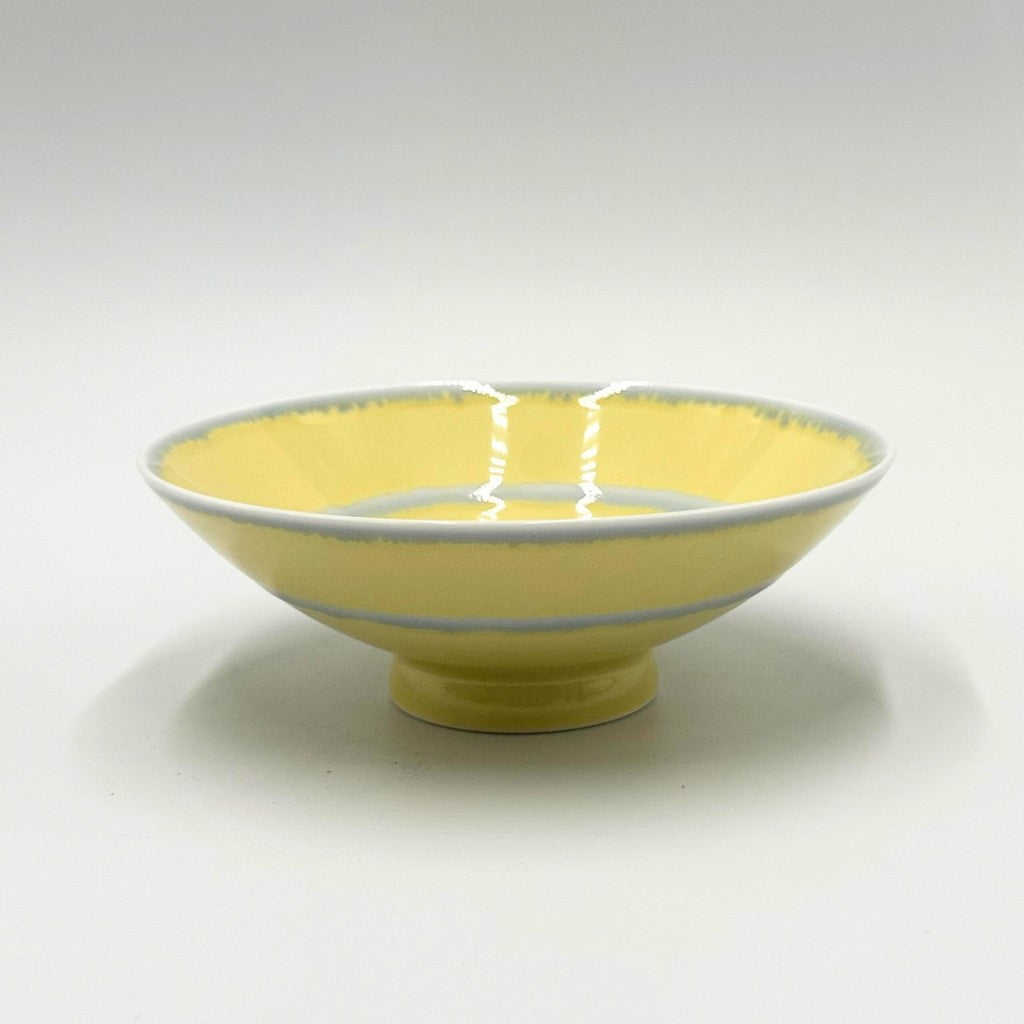 Flat Tea Bowl, Yellow (Approx.) φ15×5.3cm YN-1, Designed by Masahiro Mori, Hasami Ware, Made in Japan.