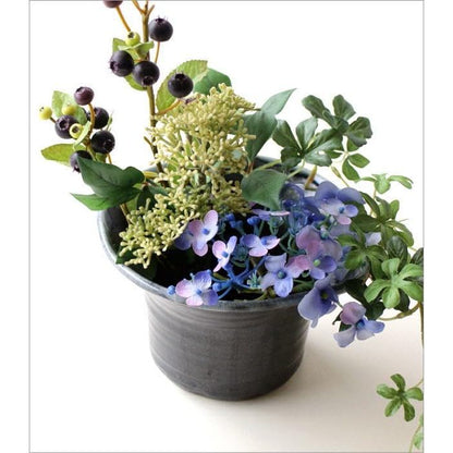 Japanese Seto-yaki Ceramic Vase, Made in Japan - Black Glaze Round Flower Vase, Modern Decor
