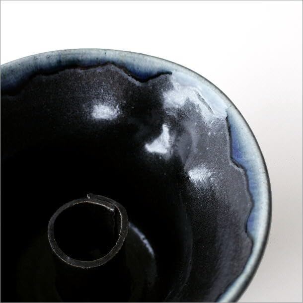 Japanese Seto-yaki Ceramic Vase, Made in Japan - Black Glaze Round Flower Vase, Modern Decor
