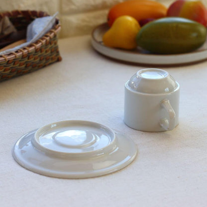 Cerapockke Simple Cup & Saucer 170ml White - Japanese Mino/Seto Ceramic, Microwave Safe, Easy Clean