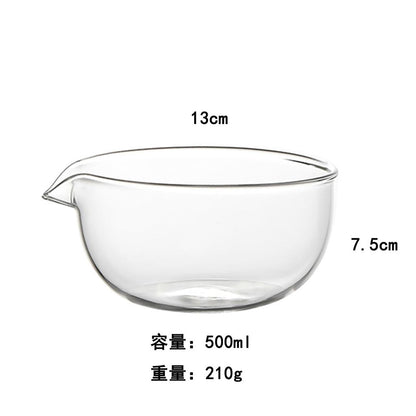MiniMood Glass Matcha Bowl, 13cm, 500ml Clear Japanese Tea Ceremony Chawan Gift, Plain Design