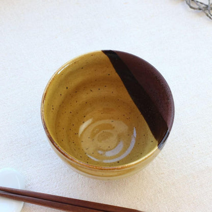 cerapockke Mino-yaki 11.5cm Yellow 4-sun Small Deep Bowl Made in Japan Seto Ware Donburi