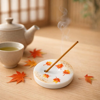 Kousaido HANGA Incense Holder — Japanese Woodblock Motif Incense Dish for Modern Interiors, Made in Japan