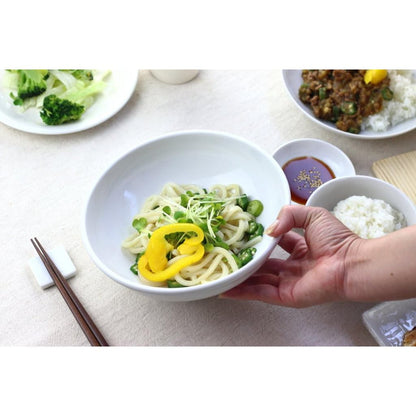 Cerapockke Large 21cm White Mino Ware Udon Bowl - Made in Japan Ceramic Tableware Porcelain