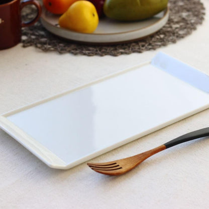 cerapockke 31cm White Japanese Mino-Seto Ceramic Rectangular Dinner Plate - Large Appetizer