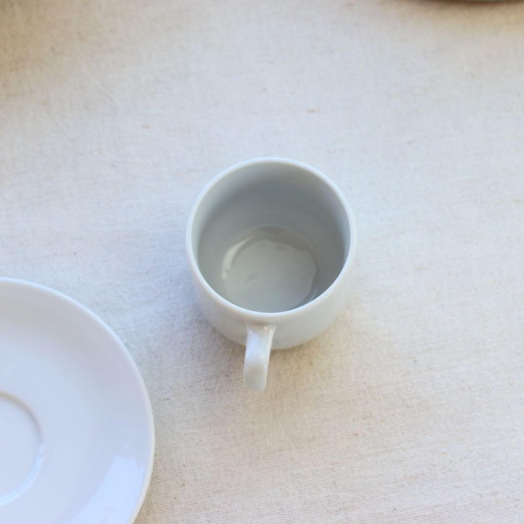Cerapockke Simple Cup & Saucer 170ml White - Japanese Mino/Seto Ceramic, Microwave Safe, Easy Clean