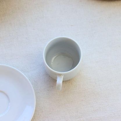 Cerapockke Simple Cup & Saucer 170ml White - Japanese Mino/Seto Ceramic, Microwave Safe, Easy Clean