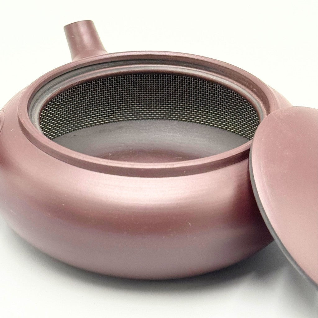 Yokkaichi Banko Ware Teapot e232 Mini Purple Clay With Strap Mesh 1 Person Use 180ml Made in Japan