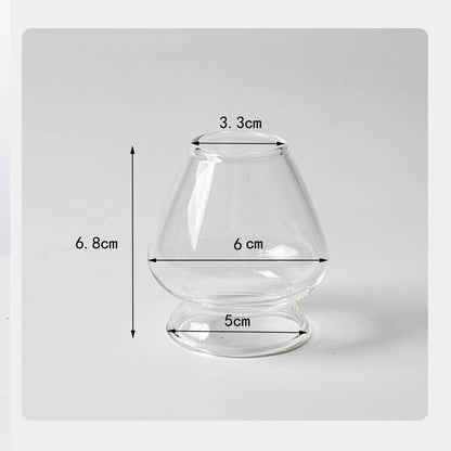 Minimood Matcha Whisk Holder, Clear/Pink Glass, 6.6x4.2x6cm, Japanese Tea Ceremony Accessory