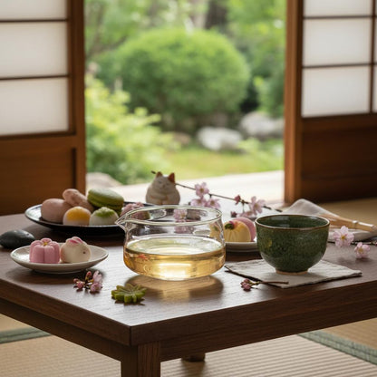 MiniMood 500ml Heat-Resistant Glass Pouring Bowl with Spout, Japanese Tea, Sauce & Dressing Server