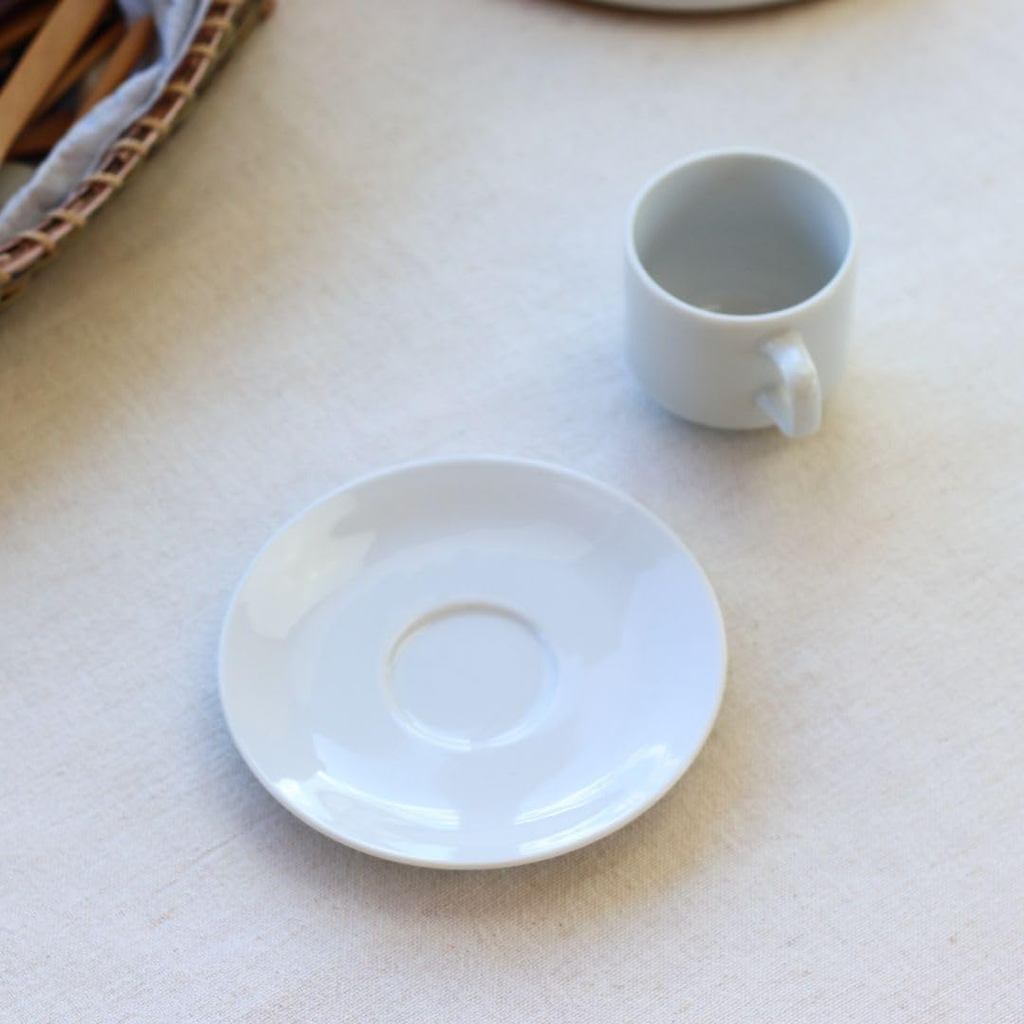 Cerapockke Simple Cup & Saucer 170ml White - Japanese Mino/Seto Ceramic, Microwave Safe, Easy Clean