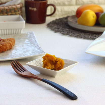 cerapockke Nox Square Mini Plate 9cm - Japanese Minoware (Seto-yaki) White Small Dish Soy/Pickle