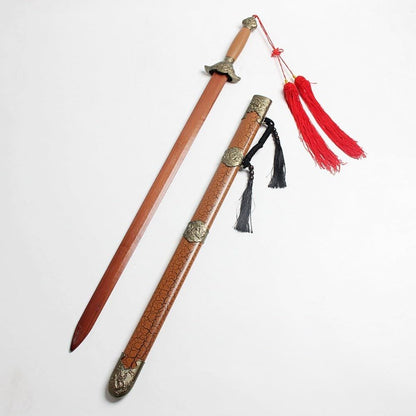 Minogo 97cm Wooden & Bamboo Training Sword — Lightweight Durable Tai Chi Kendo Iaido Practice Bokken Shinai for Beginners Workout Stage Prop Cosplay Gift