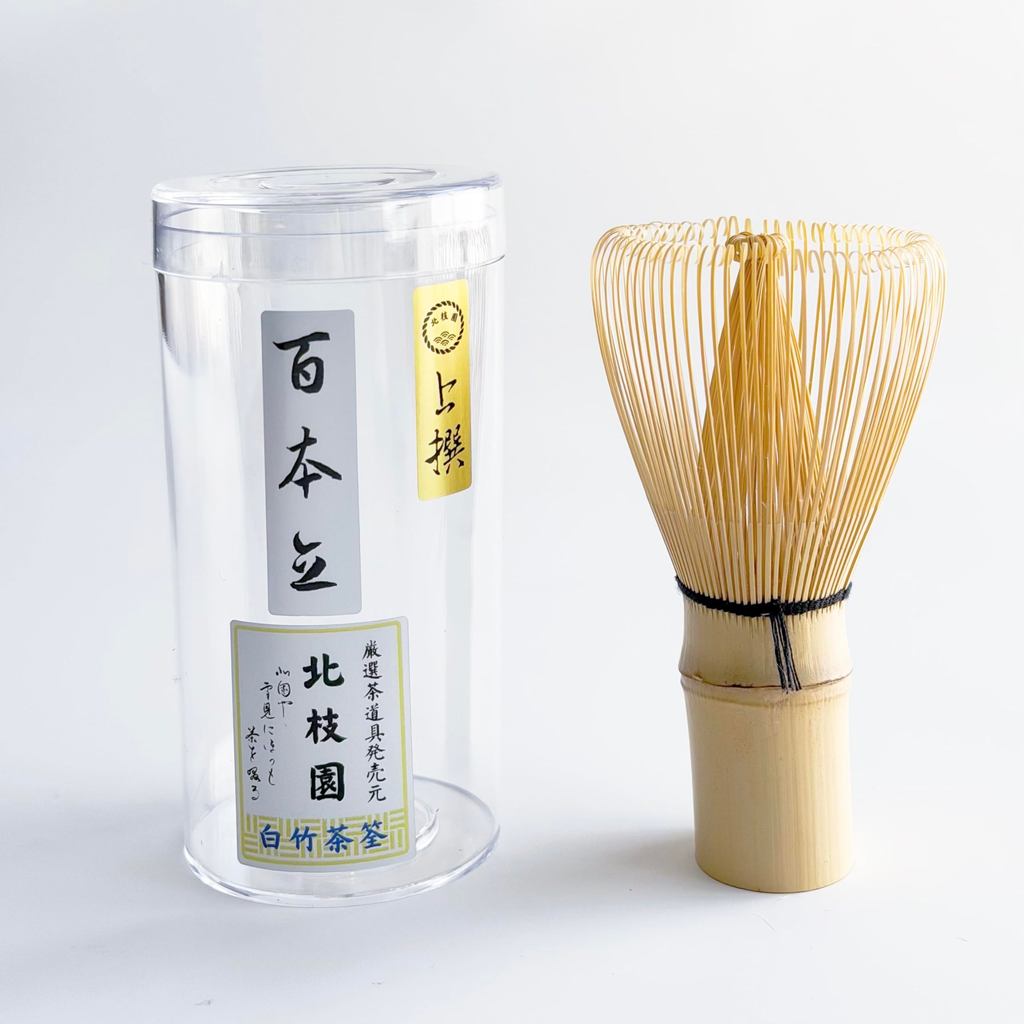 【Hokushien Medium Grade White Bamboo 100-Prong Chasen】 Matcha Whisk Tea Ceremony Tool Traditional Craft Matcha Café Accessory Urasenke Practice (100-Prong, Medium Grade)