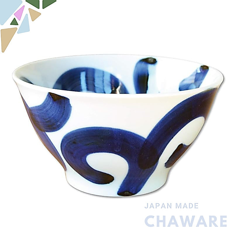 Stylish Donburi Noodle Bowl 15.8cm Arita Hasami Porcelain Ceramic, Large Karakusa - Made in Japan