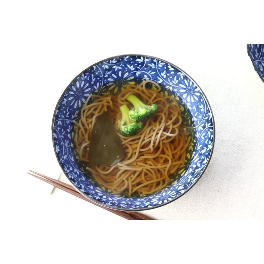 cerapockke Aika Indigo 21cm Japanese Mino-yaki Noodle Bowl for Ramen/Udon/Soba/Donburi