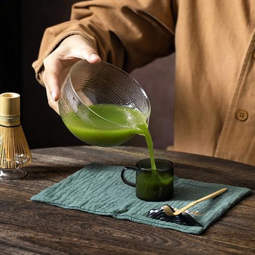MiniMood Glass Matcha Tea Bowl 13cm 500ml Clear Traditional Japanese Tea Ceremony Gift (Ito)