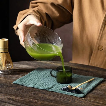 MiniMood Glass Matcha Tea Bowl 13cm 500ml Clear Traditional Japanese Tea Ceremony Gift (Ito)