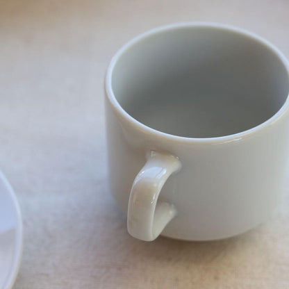 Cerapockke Simple Cup & Saucer 170ml White - Japanese Mino/Seto Ceramic, Microwave Safe, Easy Clean