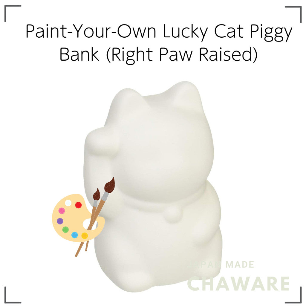 DIY Lucky Cat Piggy Bank (Right Paw Raised) Hand-Paint Ceramic Maneki Neko