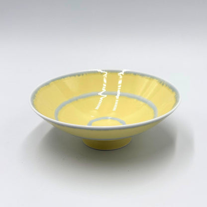 Flat Tea Bowl, Yellow (Approx.) φ15×5.3cm YN-1, Designed by Masahiro Mori, Hasami Ware, Made in Japan.