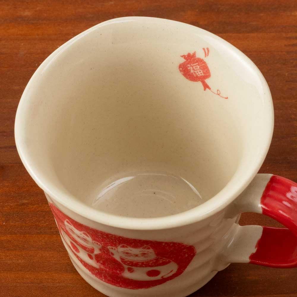 Seto-yaki Maneki Neko Ceramic Mug — Handcrafted Japanese Aichi Pottery
