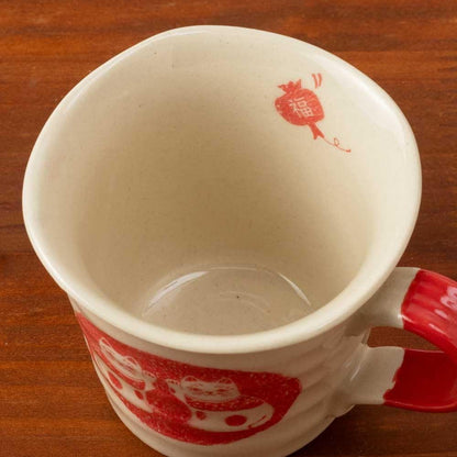 Seto-yaki Maneki Neko Ceramic Mug — Handcrafted Japanese Aichi Pottery