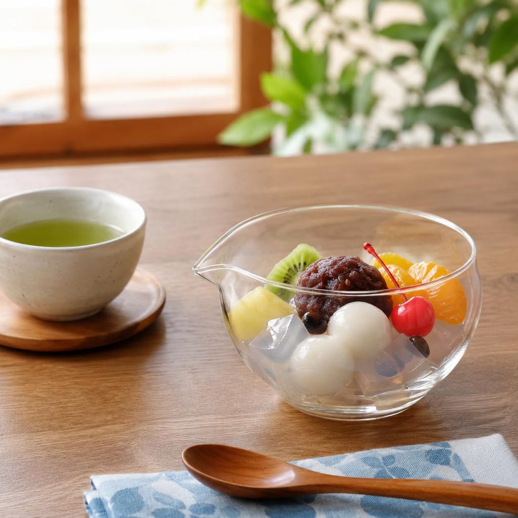 MiniMood 600ml Heat-Resistant Glass Spouted Bowl, Tea Pitcher, Matcha, Sauce Holder