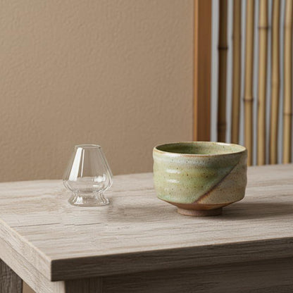 Minimood Matcha Whisk Holder, Clear/Pink Glass, 6.6x4.2x6cm, Tea Ceremony Tool, Transparent Stripe