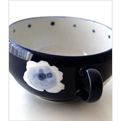 RURI Indigo Floral Seto-yaki Soup Cup - Made in Japan Ceramic Soup Mug/Bowl, Cute Wa-Modern

(91 characters)