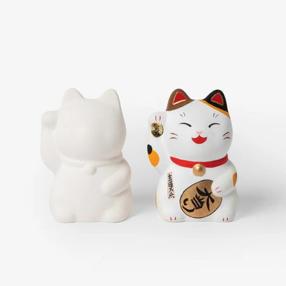 DIY Lucky Cat Piggy Bank (Right Paw Raised) Hand-Paint Ceramic Maneki Neko