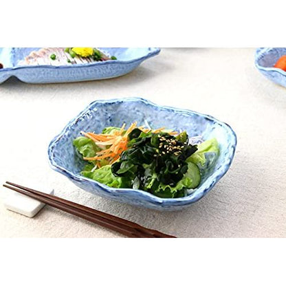 Cerapockke Seto-Yaki 18cm Blue Ceramic Salad Serving Bowl - Japanese Made Versatile Tableware