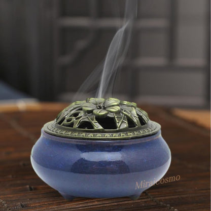 miraicosmo Ceramic Incense Burner & Holder Set – Soothing Color Tones